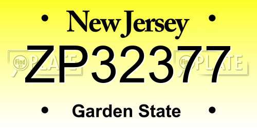 ZP32377 New Jersey License Plate