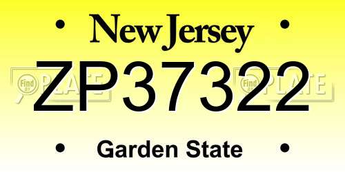 ZP37322 New Jersey License Plate