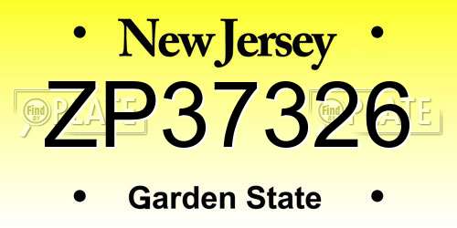 ZP37326 New Jersey License Plate