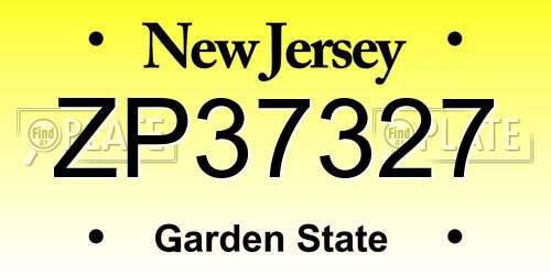 ZP37327 New Jersey License Plate