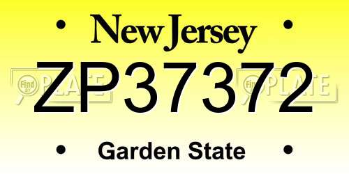 ZP37372 New Jersey License Plate