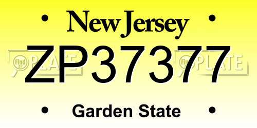 ZP37377 New Jersey License Plate