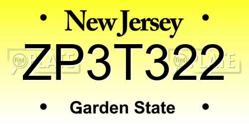 ZP3T322 New Jersey License Plate