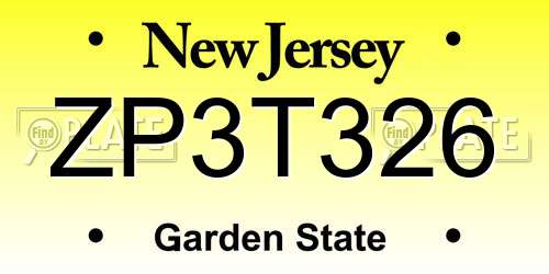 ZP3T326 New Jersey License Plate