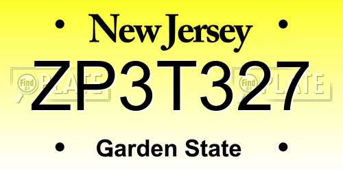 ZP3T327 New Jersey License Plate