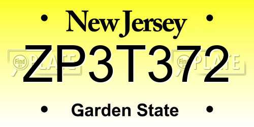 ZP3T372 New Jersey License Plate