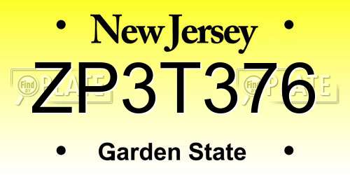 ZP3T376 New Jersey License Plate