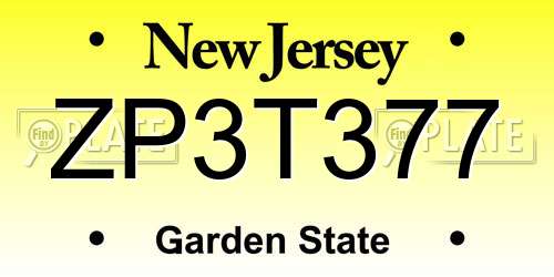 ZP3T377 New Jersey License Plate
