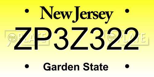 ZP3Z322 New Jersey License Plate