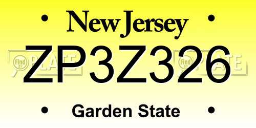 ZP3Z326 New Jersey License Plate