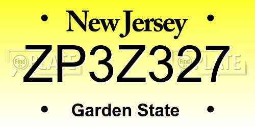 ZP3Z327 New Jersey License Plate