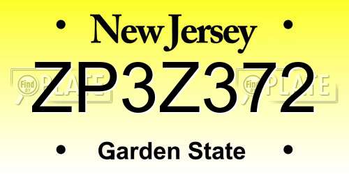 ZP3Z372 New Jersey License Plate