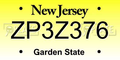 ZP3Z376 New Jersey License Plate