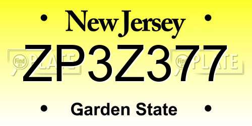 ZP3Z377 New Jersey License Plate