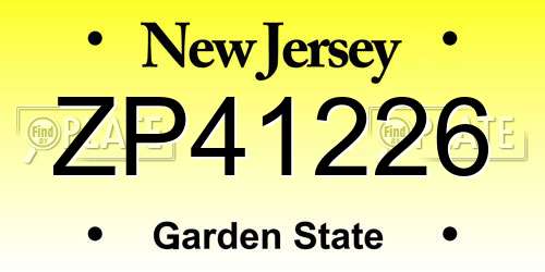 ZP41226 New Jersey License Plate