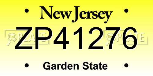 ZP41276 New Jersey License Plate