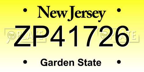 ZP41726 New Jersey License Plate