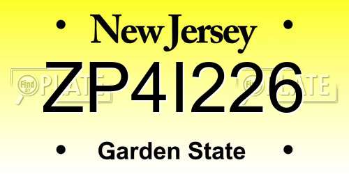 ZP4I226 New Jersey License Plate
