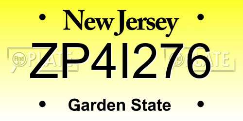 ZP4I276 New Jersey License Plate
