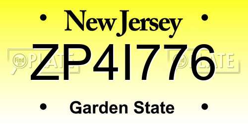 ZP4I776 New Jersey License Plate