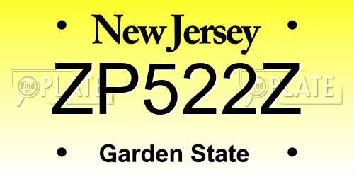ZP522Z New Jersey License Plate