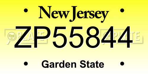 ZP55844 New Jersey License Plate