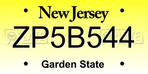 ZP5B544 New Jersey License Plate