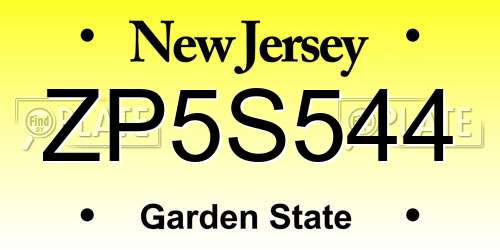 ZP5S544 New Jersey License Plate