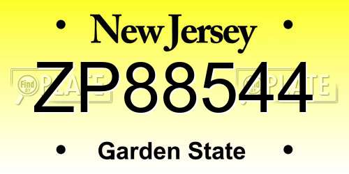 ZP88544 New Jersey License Plate