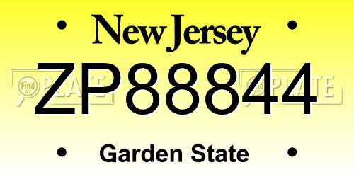 ZP88844 New Jersey License Plate