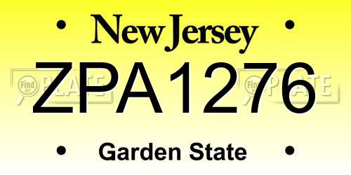 ZPA1276 New Jersey License Plate