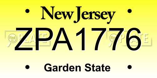 ZPA1776 New Jersey License Plate