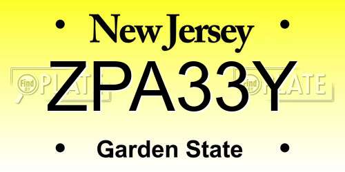ZPA33Y New Jersey License Plate