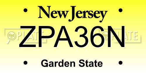 ZPA36N New Jersey License Plate