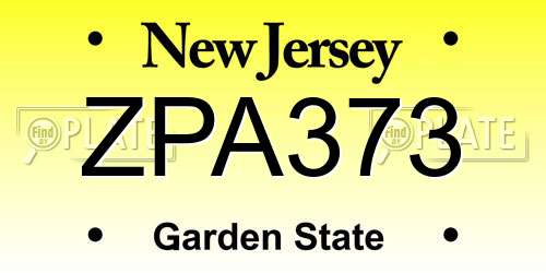 ZPA373 New Jersey License Plate