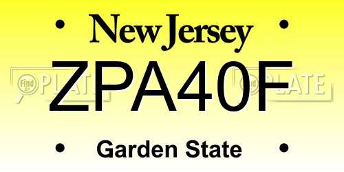 ZPA40F New Jersey License Plate