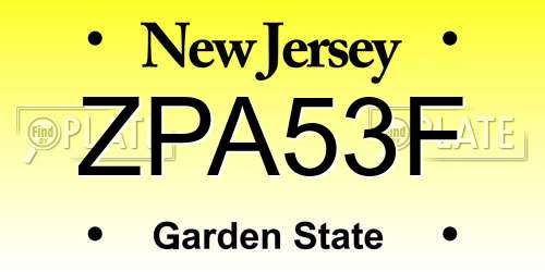 ZPA53F New Jersey License Plate