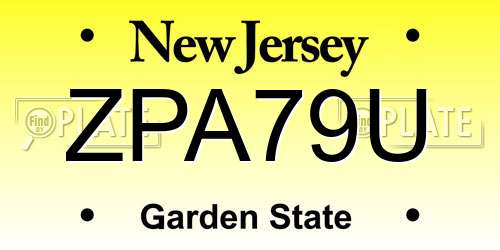 ZPA79U New Jersey License Plate