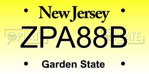 ZPA88B New Jersey License Plate