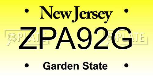 ZPA92G New Jersey License Plate