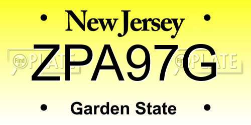 ZPA97G New Jersey License Plate