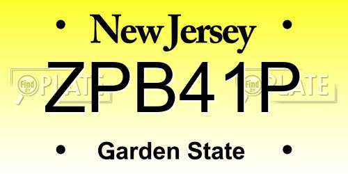ZPB41P New Jersey License Plate