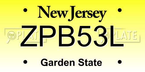 ZPB53L New Jersey License Plate