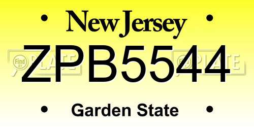 ZPB5544 New Jersey License Plate