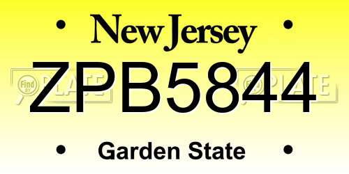 ZPB5844 New Jersey License Plate