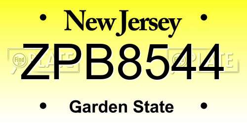 ZPB8544 New Jersey License Plate