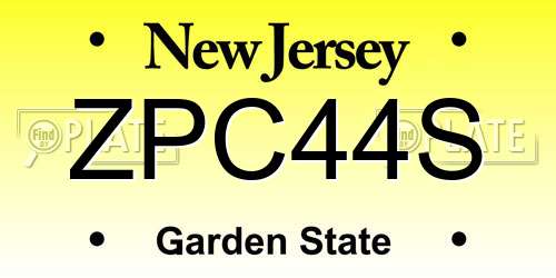 ZPC44S New Jersey License Plate