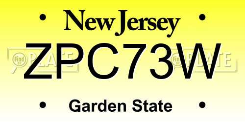 ZPC73W New Jersey License Plate
