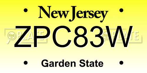 ZPC83W New Jersey License Plate