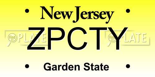 ZPCTY New Jersey License Plate